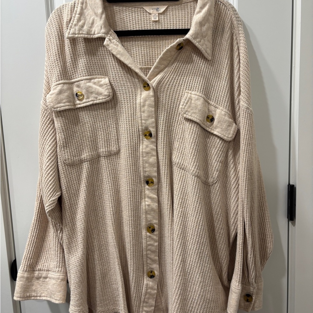 Terra & Sky Cream Waffle Knit Top
